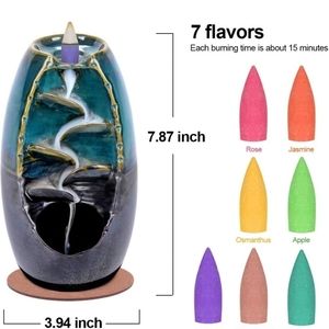 SPACEKEEPER Ceramic Backflow Incense Holder Incense Burner Waterfall